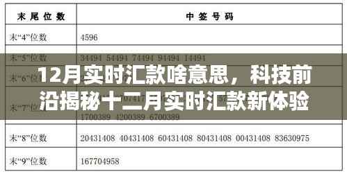 揭秘十二月实时汇款新体验,科技重塑金融,引领未来实时互动新纪元