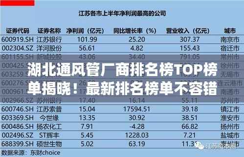 湖北通风管厂商排名榜TOP榜单揭晓！最新排名榜单不容错过！