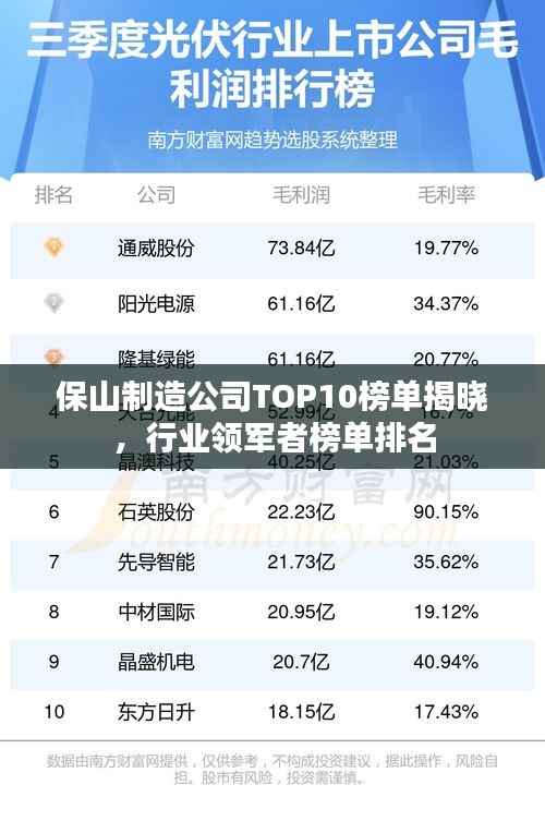 保山制造公司TOP10榜单揭晓,行业领军者榜单排名